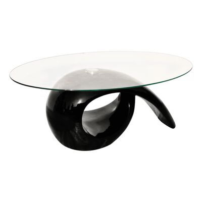vidaXL Salongbord med oval glassflate høyglans svart