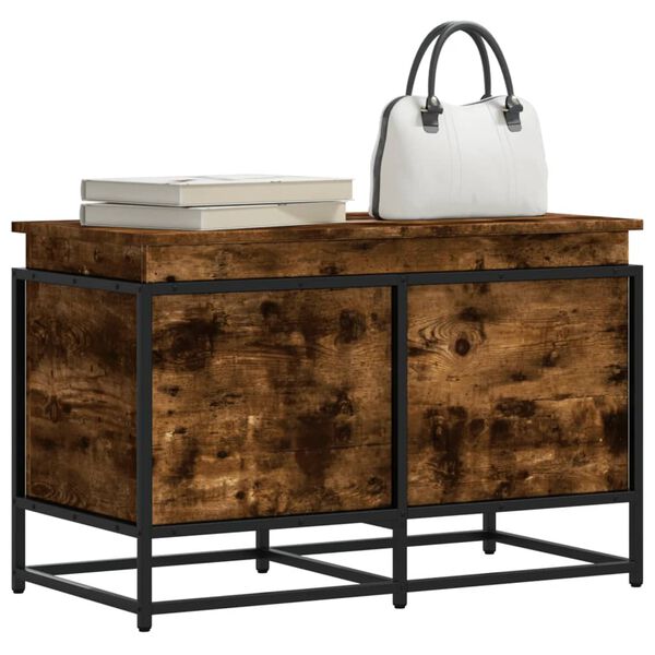 vidaXL Oppbevaringsboks med lokk røkt eik 80x40x51,5 cm konstruert tre