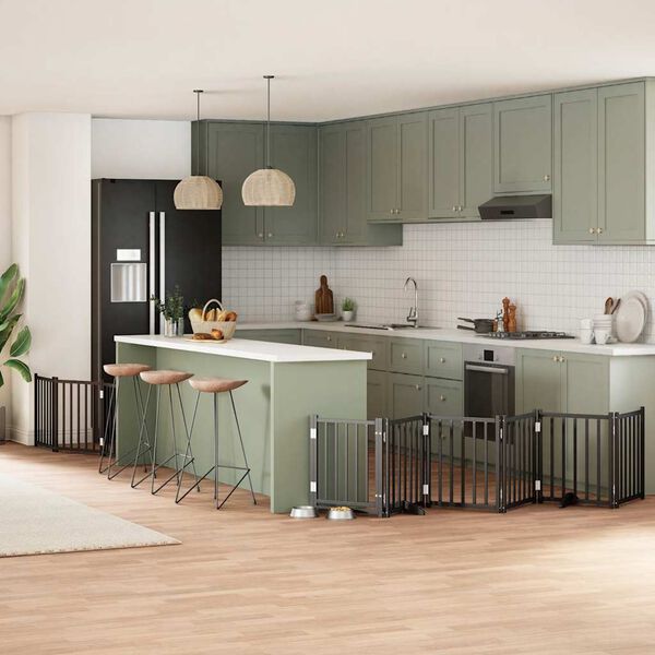 vidaXL Hundeport sammenleggbar 9 paneler svart 450 cm poppeltre