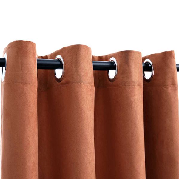 vidaXL Lystette gardiner med metallringer 2 stk rust 140x175 cm