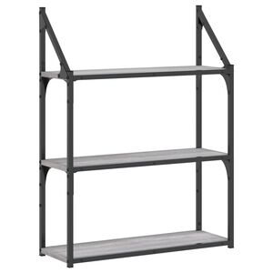 vidaXL Vegghylle 3 etasjer gr&aring; sonoma 60x21x78,5 cm konstruert tre