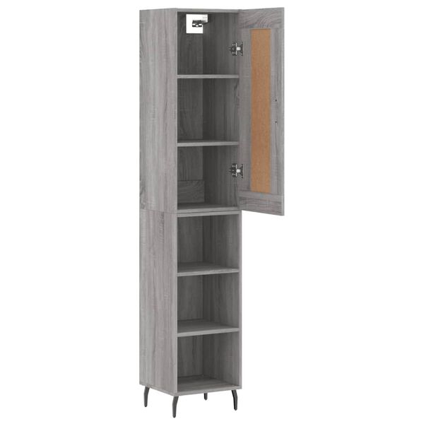 vidaXL Highboard gr&aring; sonoma 34,5x34x180 cm konstruert tre