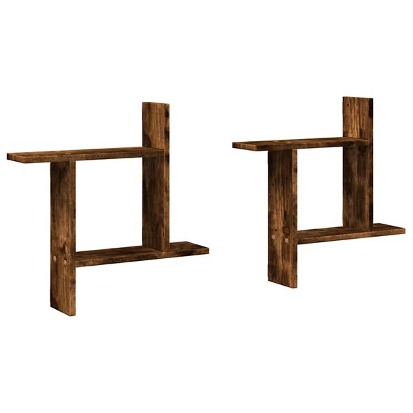 vidaXL Vegghyller 2 stk r&oslash;kt eik 50x12x50 cm konstruert tre