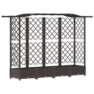 vidaXL Hevet Bed med Trellis og Tak Brun 203,5 x 40 x 123 cm PP