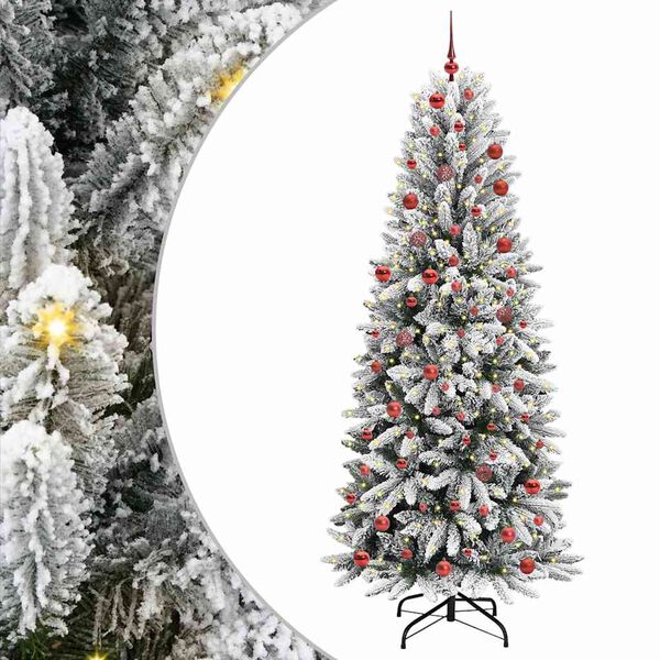 vidaXL Kunstig juletre med 300 LED Hvit 210 cm PVC, plast, st&aring;l og PE