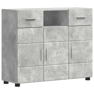 vidaXL Tre skap med skuff Betonggr&aring; 88,5 x 30,5 x 73 cm Konstruert tre