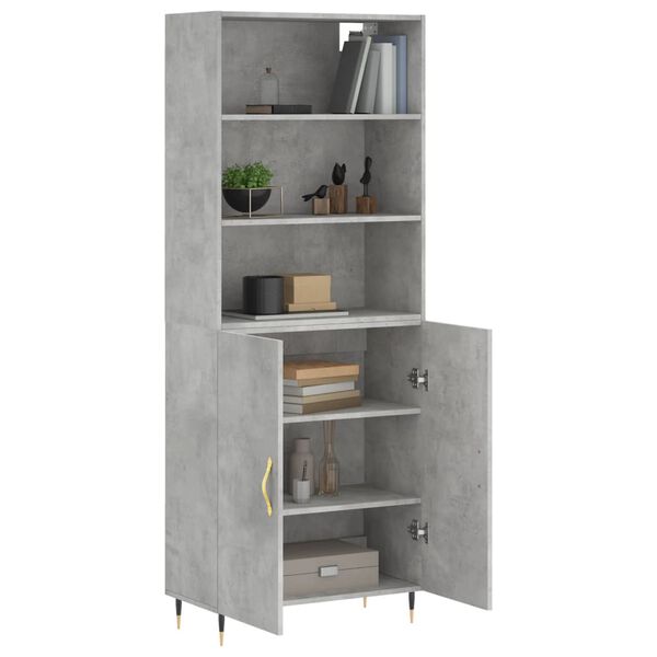 vidaXL Highboard betonggr&aring; 69,5x34x180 cm konstruert tre