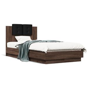 vidaXL Sengeramme med hodegavl brun eik 90x190 cm konstruert tre