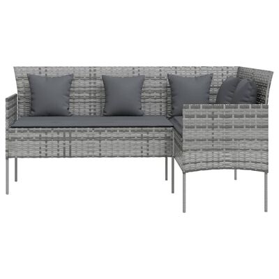 vidaXL Sofa L-formet med puter polyrotting grå
