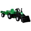 vidaXL Barnetraktor med tilhenger og laster gr&oslash;nn og svart