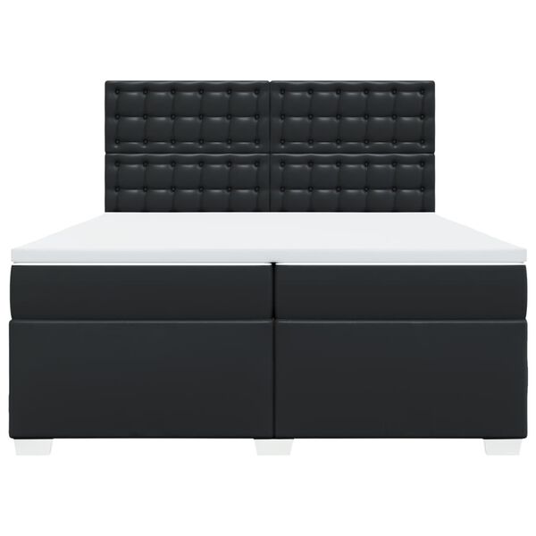 vidaXL Seng med madrass boksfjær svart 200x200 cm kunstlær