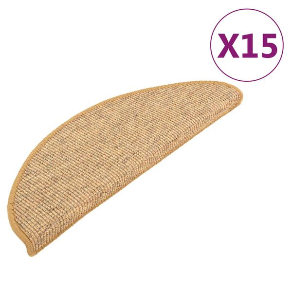 vidaXL Trappematter 15 stk 65x21x4 cm sisal halvrund store