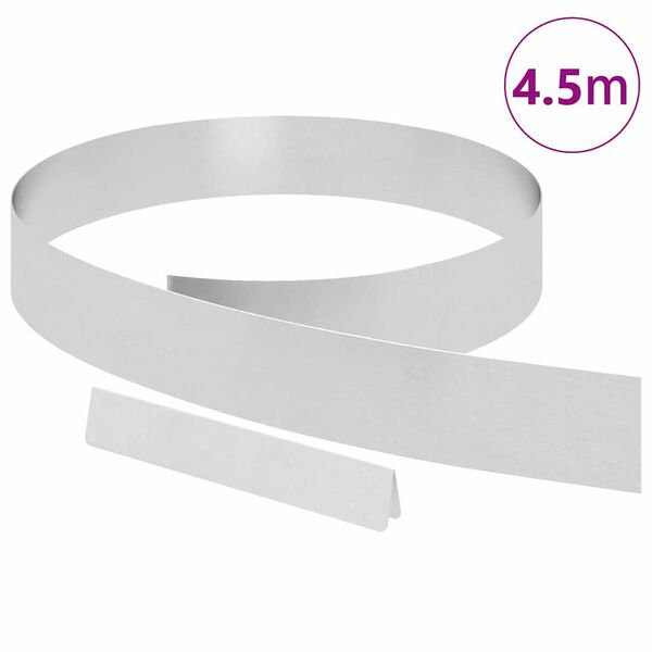 vidaXL Gjerdekant sølv 450 x 0.05 x 15 cm Rustfritt Stål