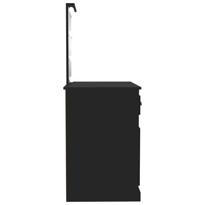vidaXL Sminkebord med LED svart 90x50x132,5 cm konstruert tre