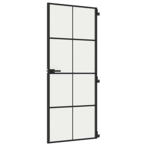 vidaXL Innerd&oslash;r slank svart 83x201,5 cm herdet glass og aluminium