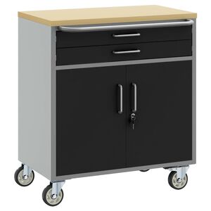 vidaXL Trolley Rullende Arbeidsbenk Svart og Gr&aring; 75 x 45 x 85 cm