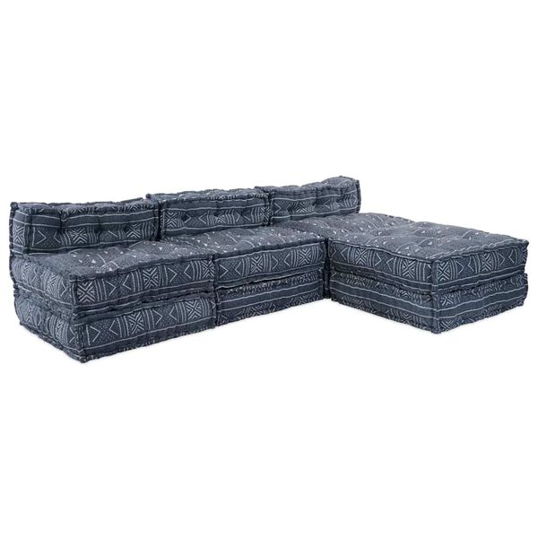 vidaXL Modulsofa Geometrisk 4 pcs Indigo 70 x 70 x 56 cm stoff