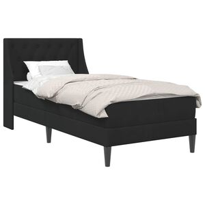 vidaXL Sengeramme med madrass med hodegjerde Svart 90 x 190 cm Fl&oslash;yel