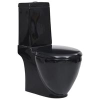 vidaXL Keramisk toalett med vannavløp på baksiden svart