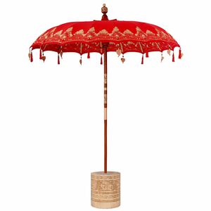 vidaXL Balinesisk parasoll med base R&oslash;d 185 x 185 x 260 cm