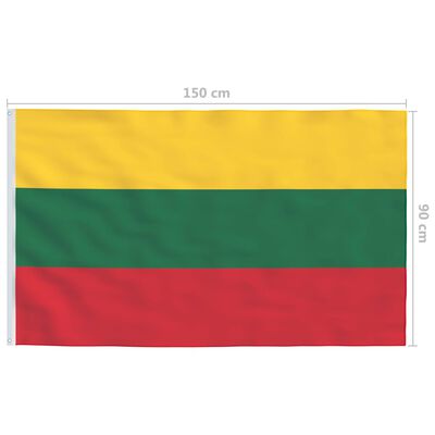 vidaXL Litauisk flagg og stang aluminium 6,2 m