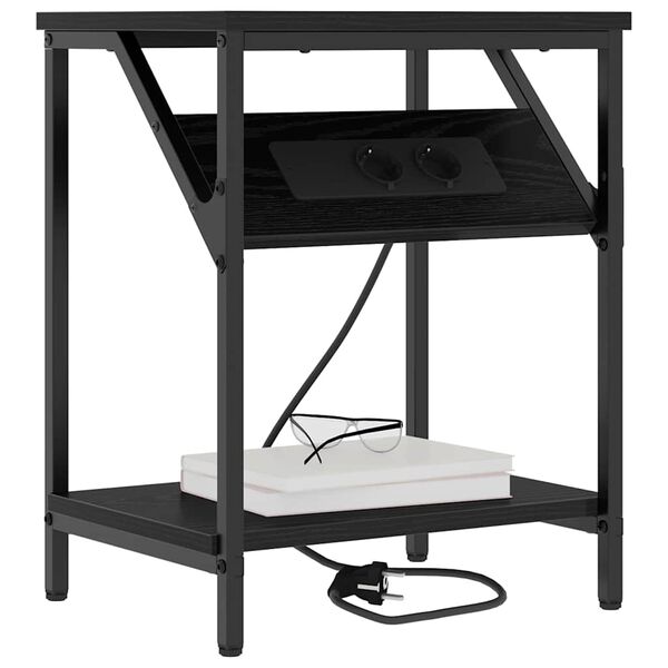 vidaXL Nattbordskap Svart Eik 38 x 30 x 48 cm Konstruert tre