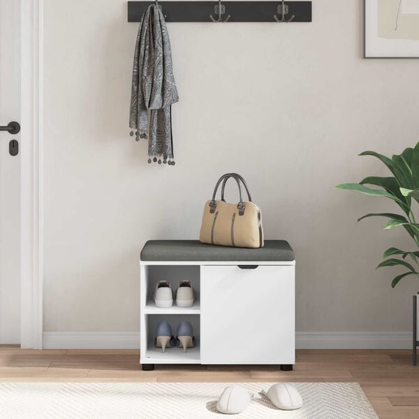 vidaXL Gangbenk med pute Ensfarget Hvit 60 x 38 x 46 cm