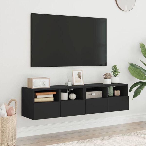 vidaXL Veggmonterte TV-benker 2 stk svart 60x30x30 cm konstruert tre