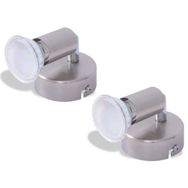 vidaXL Vegglampe Lamp med LED spoter 2 stk Sateng Nikkel