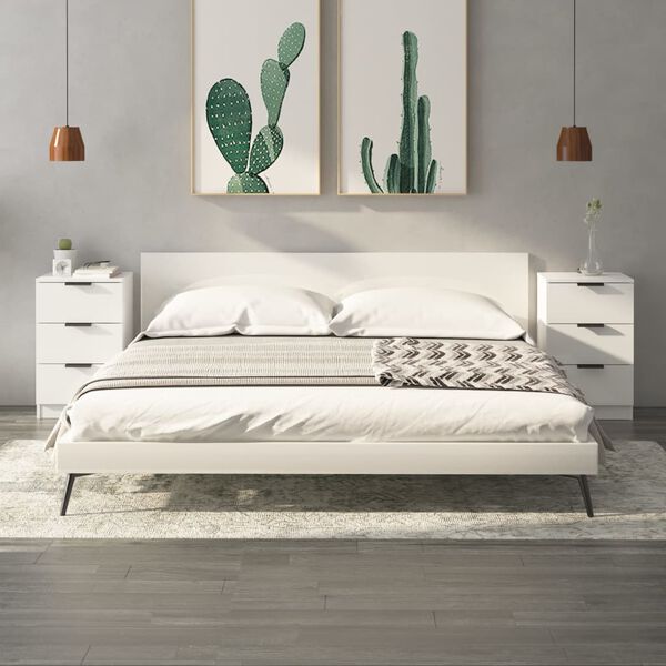 vidaXL Nattbord 2 stk h&oslash;yglans hvit 40x36x65 cm