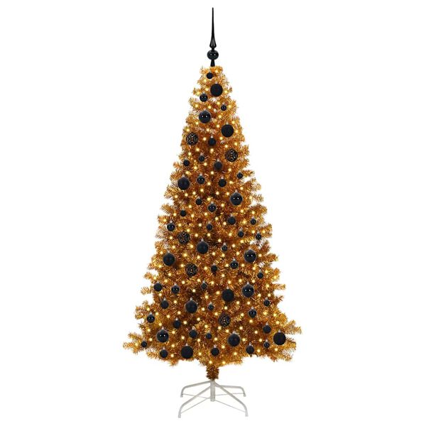 vidaXL Juletre med 300 LED med stativ Gull 180 cm PET