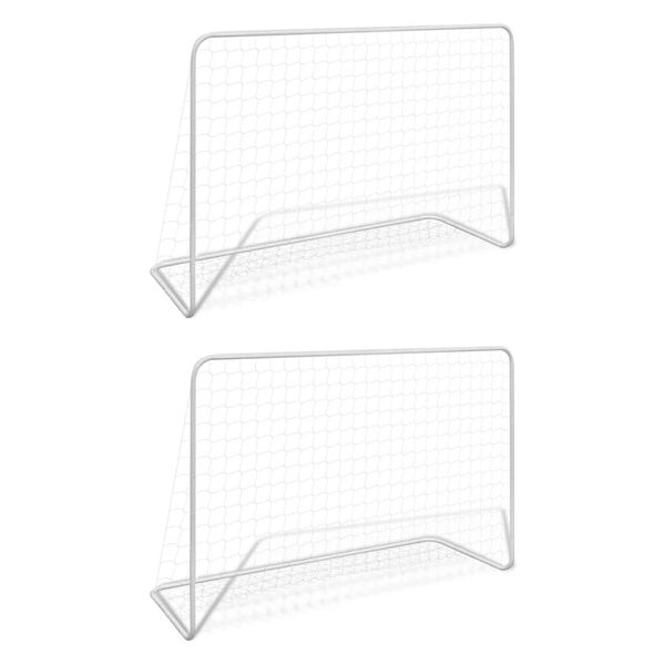 vidaXL Fotballmål 2 stk med nett 182x61x122 cm stål hvit