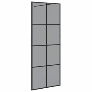 vidaXL Walk-in Dusjvegg Svart 80 x 195 cm herdet glass