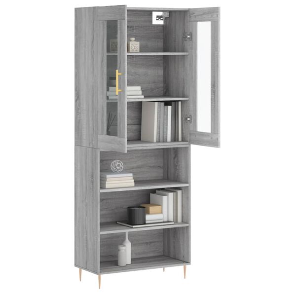 vidaXL Highboard gr&aring; sonoma 69,5x34x180 cm konstruert tre