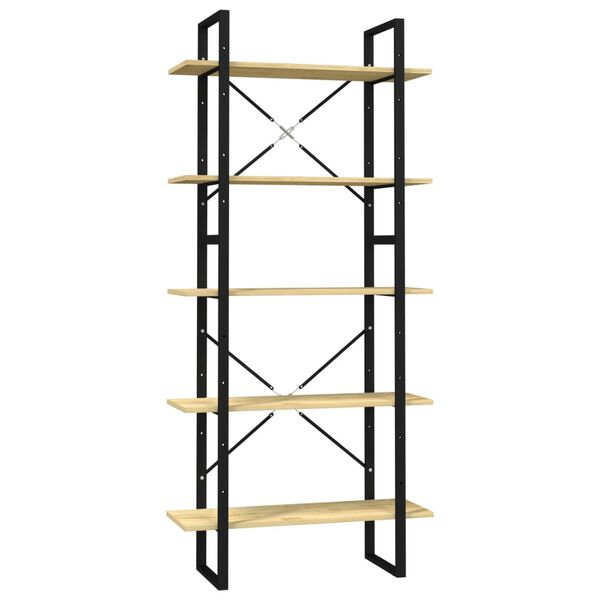 vidaXL Bokhylle 5 nivåer brun 80x30x175 cm heltre furu