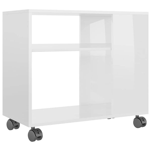vidaXL Sidebord h&oslash;yglans hvit 70x35x55 cm konstruert tre