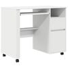 vidaXL Skrivebord med hjul Hvit Konstruert tre 91 x 50 x 77 cm