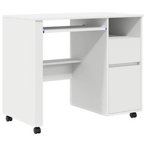 vidaXL Skrivebord med hjul Hvit Konstruert tre 91 x 50 x 77 cm