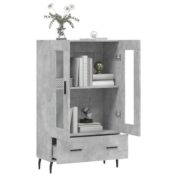 vidaXL Highboard betonggr&aring; 69,5x31x115 cm konstruert tre