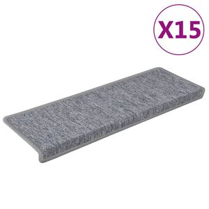 vidaXL Trappematter 15 stk 65x21x4 cm lysegr&aring; rektangul&aelig;r kant