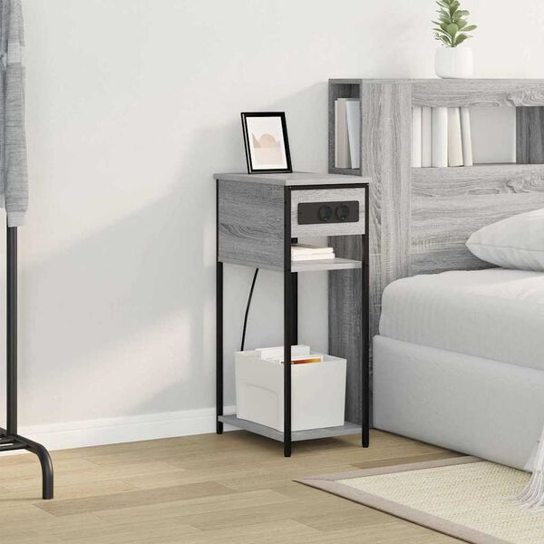 vidaXL Nattbordskap Grå Sonoma 41 x 28 x 76 cm Konstruert tre