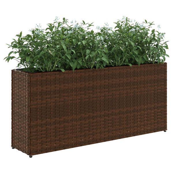 vidaXL Plantekasse med 2 potter brun 90x20x40 cm polyrotting