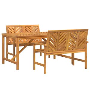 vidaXL Hage Spisegruppe 3 stk. Brun Solid akasietre