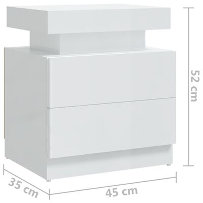 vidaXL Nattbord høyglans hvit 45x35x52 cm sponplate