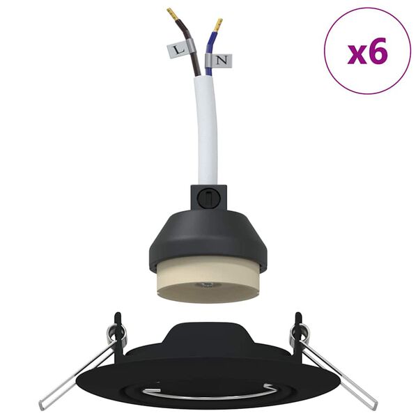 vidaXL Spotlights med søkelys 6 pcs Svart 9 x 9 cm Metall