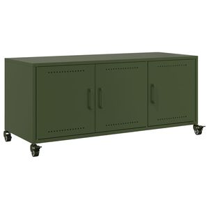 vidaXL TV-benk olivengr&oslash;nn 100,5x39x43,5 cm st&aring;l