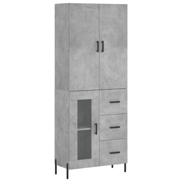 vidaXL Highboard betonggr&aring; 69,5x34x180 cm konstruert tre