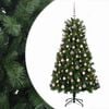vidaXL Kunstig hengslet juletre med kuler 150 cm 150 LED-lys Varmhvit