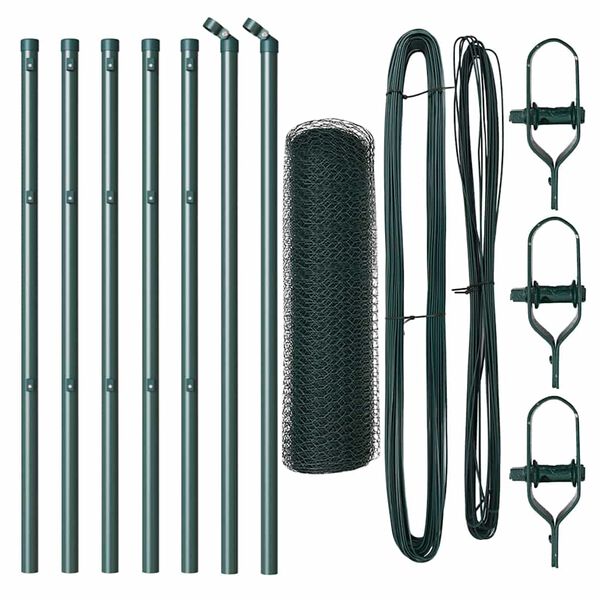 vidaXL Gjerdep&aring;le gr&oslash;nn 10 x 0,6 m (13 mm nett) St&aring;l og PVC