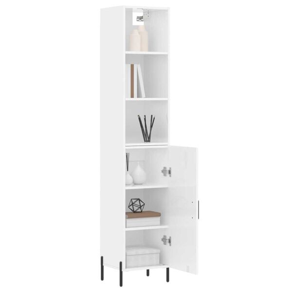 vidaXL Highboard h&oslash;yglans hvit 34,5x34x180 cm konstruert tre
